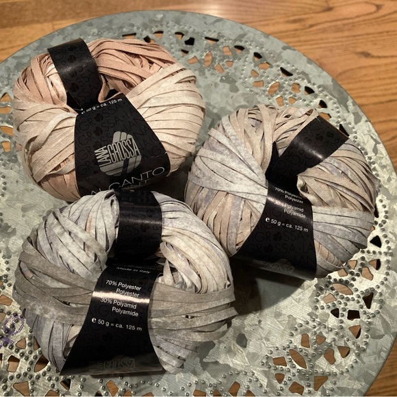 Lot of 3 Skeins LANA GROSSA YARN, ALCANTO Print, Pink / Grey #201, New unused - Picture 5 of 5